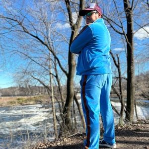 Barely worn velour Lacoste Track suit sweatsuit, men’s Large.